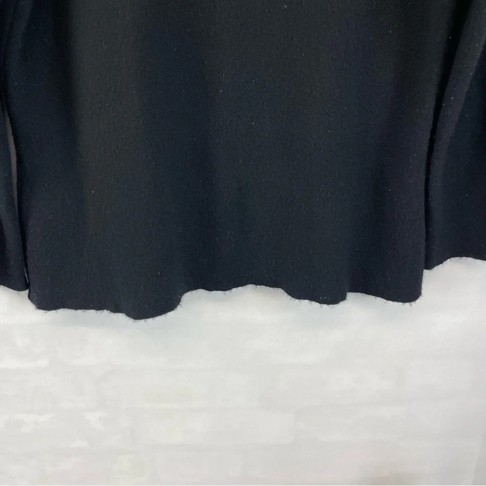 CHANEL Black Wool Sweater CC Button Pom Pom Bobble‎ Embellished Size 46 Vintage